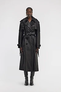 Fringed Leather Trench Coat