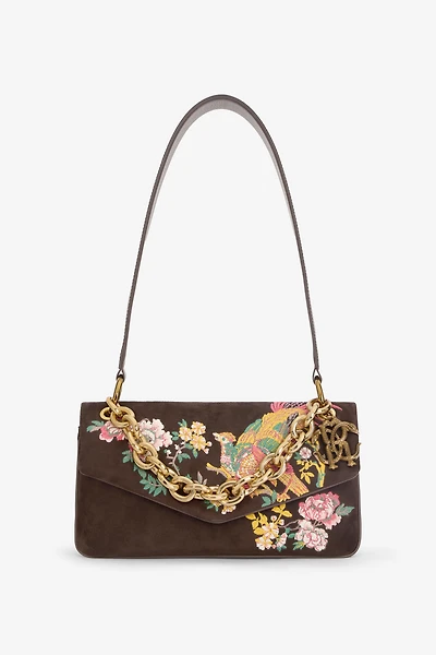 Suede Bag With Naturalistic Pattern