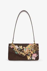 Suede Bag With Naturalistic Pattern