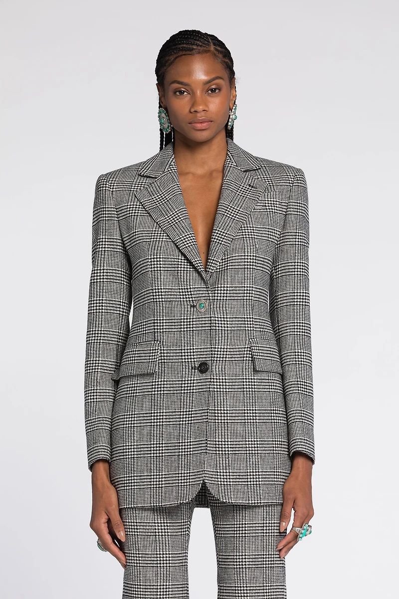 Houndstooth Single-Breasted Blazer