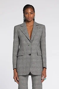 Houndstooth Single-Breasted Blazer