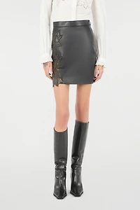 Skirt With Perforated Rose Pattern