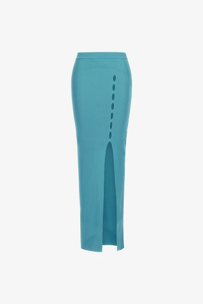 Ribbed long skirt with cut-out