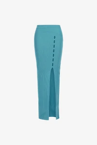 Ribbed long skirt with cut-out