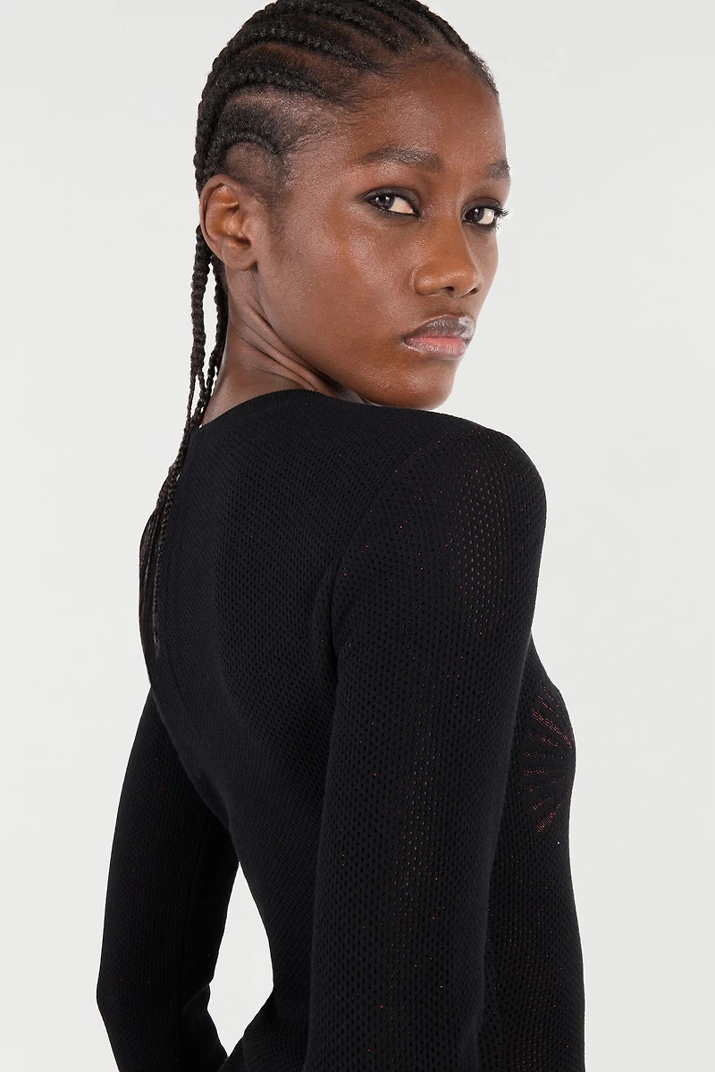 Micro-Openwork Sweater With Dragon