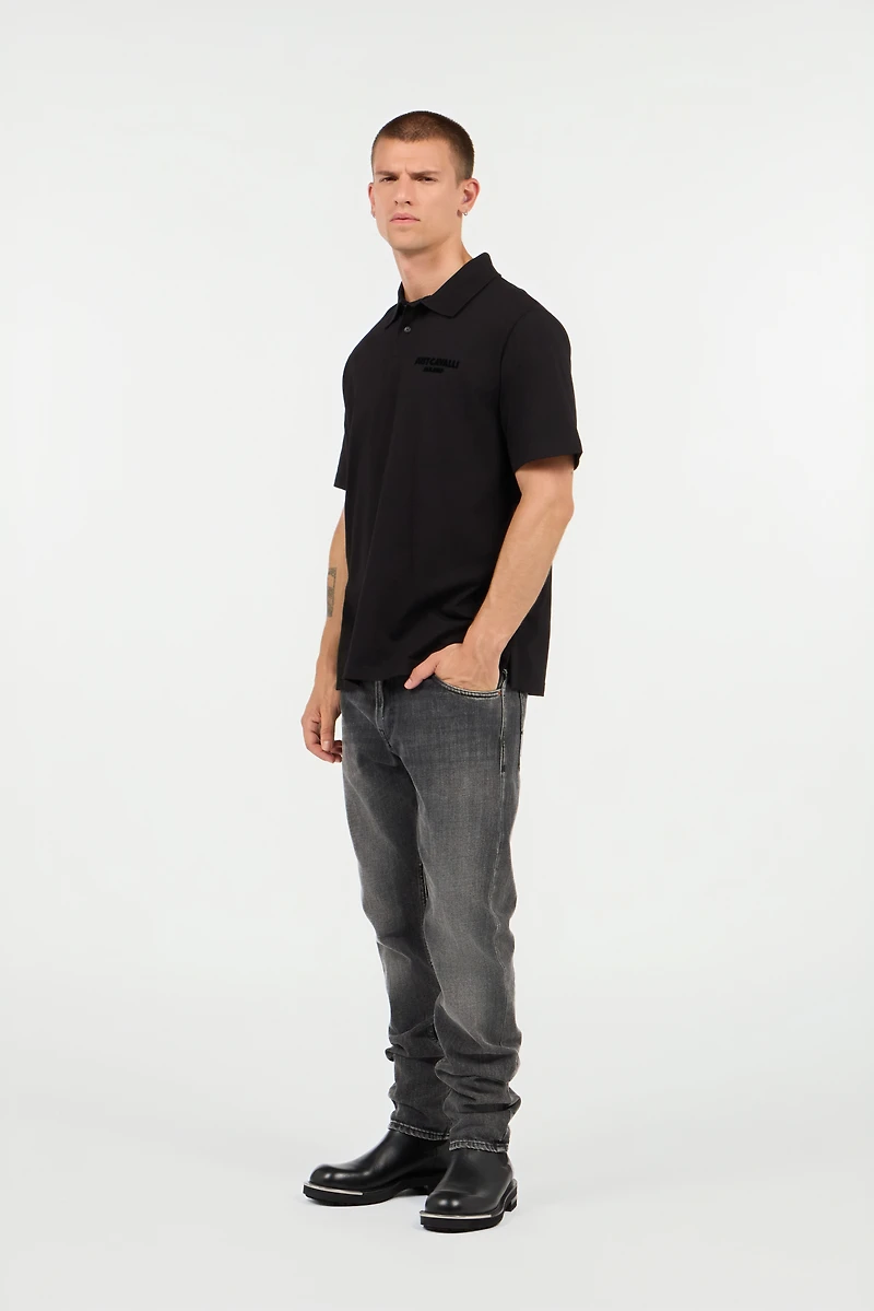 Black Polo With Embroidered Logo