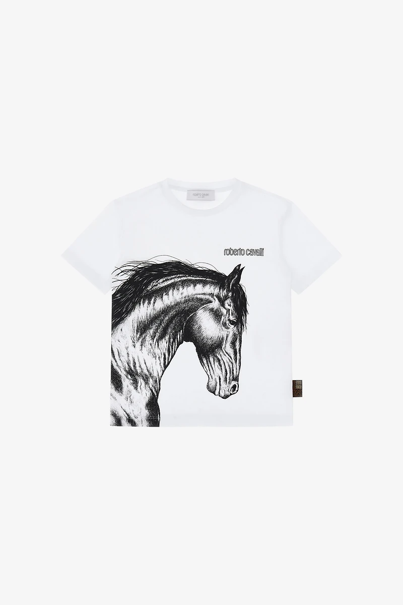 T-Shirt With Horse And Logo