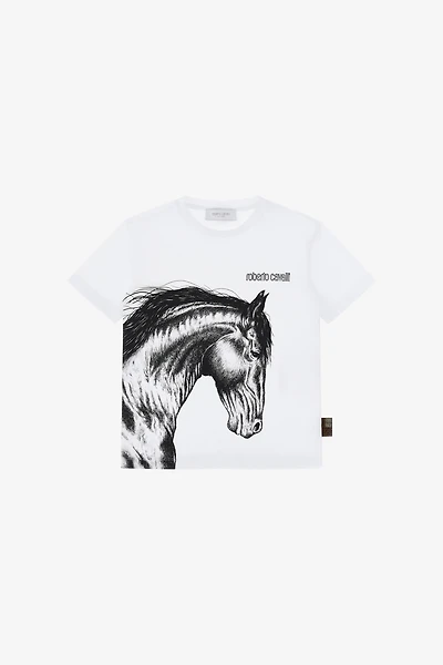T-Shirt With Horse And Logo