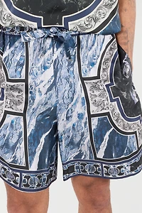 Short With Marble Print And Accents