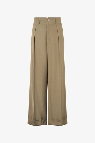 Palazzo Pants With Pleat Detail