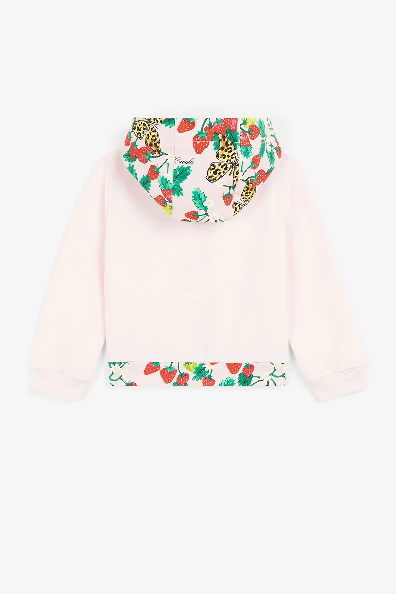 Butterfly And Strawberry-Print Zip Hoodie