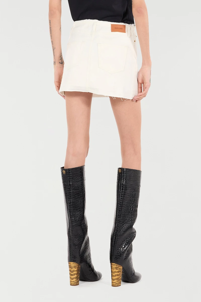 Frayed Denim Miniskirt