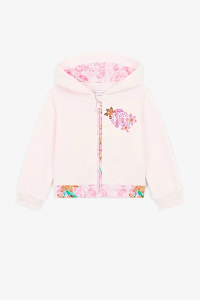 Monogram-embroidered zip-front hoodie