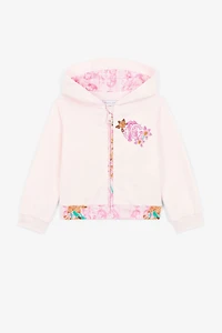 Monogram-embroidered zip-front hoodie