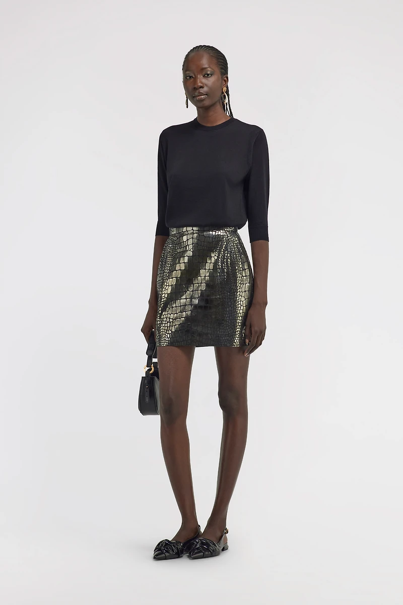 Leather skirt Croco print
