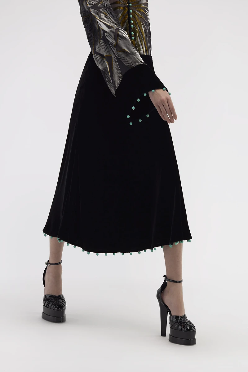 Beaded-trim high-waisted skirt