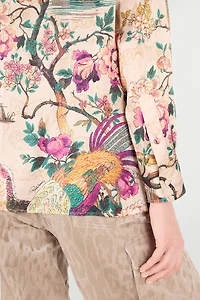 Silk Shirt With Oriental Bird Print