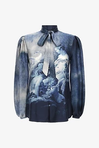 Shirt with Denim Wild Leda print