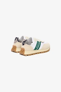 White Running Shoes With Snake-Print Detail