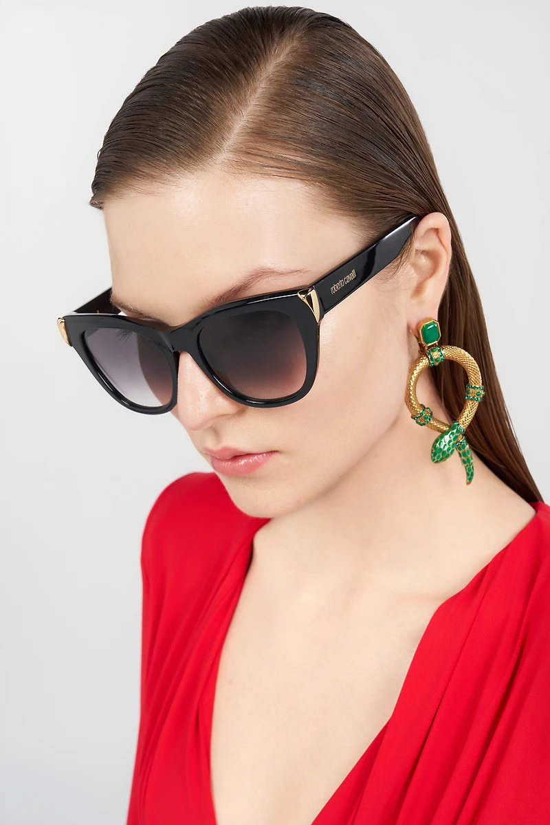 Sunglasses with feminine cat-eye and feng on sides