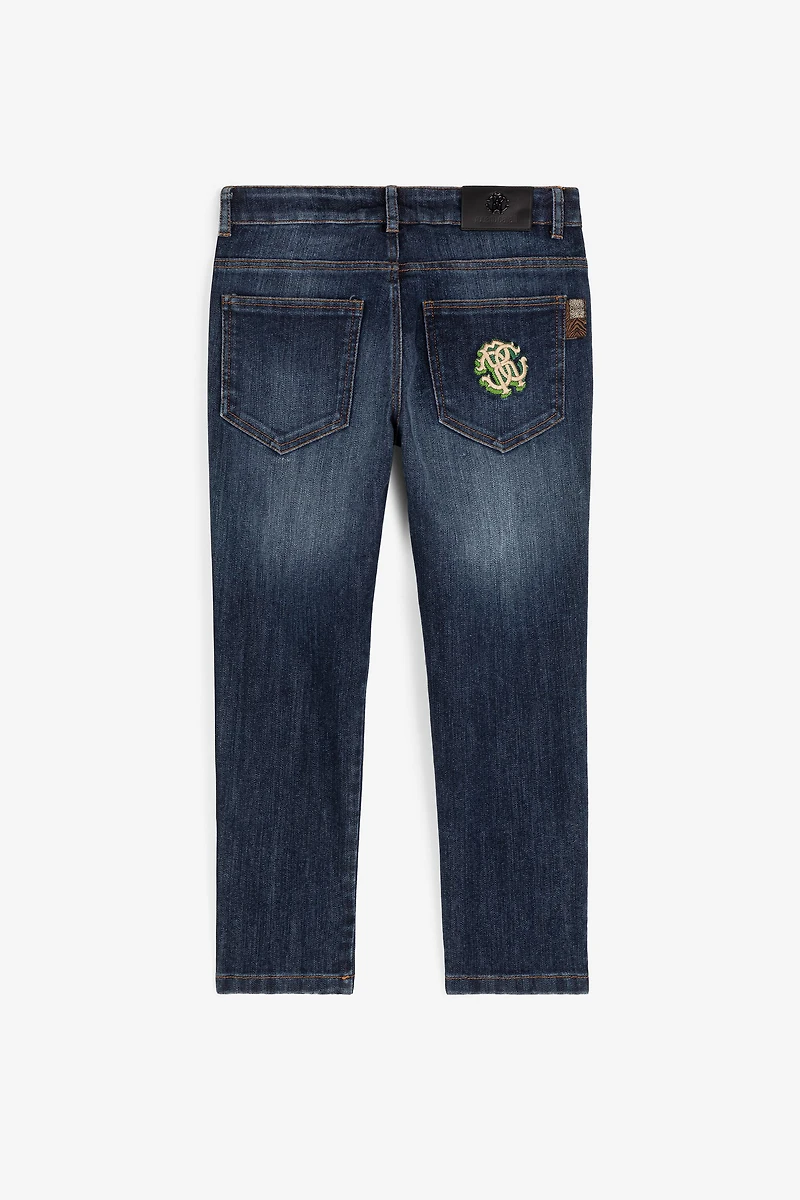 RC Monogram-Embroidered Side-Stripe Jeans