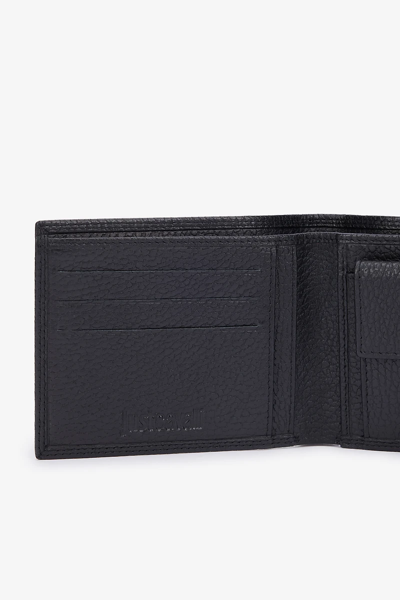 Black Leather Bifold Wallet with Logo