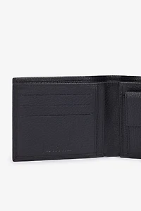 Black Leather Bifold Wallet with Logo