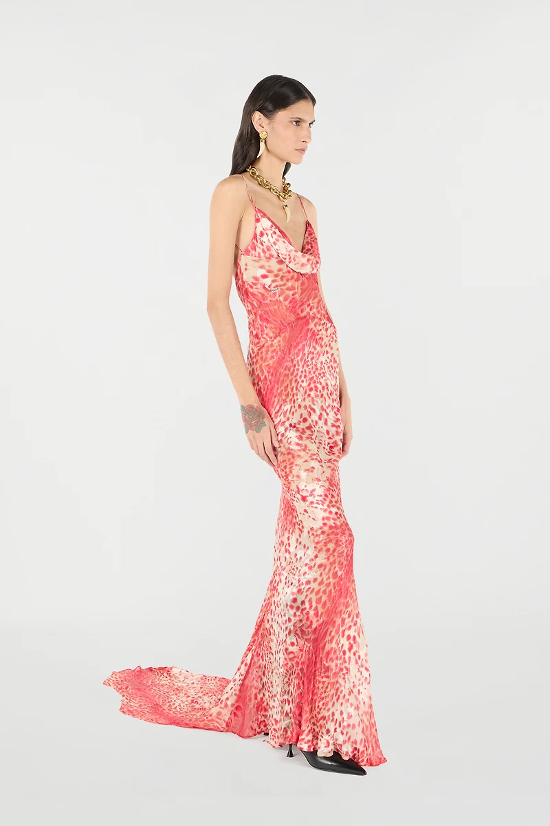 Long Dress With Jaguar Skin Print
