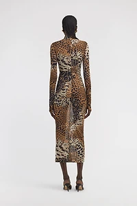 Long Tulle Dress with Jaguar Print