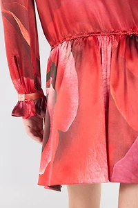 Mini Shirt Dress With Rose Print