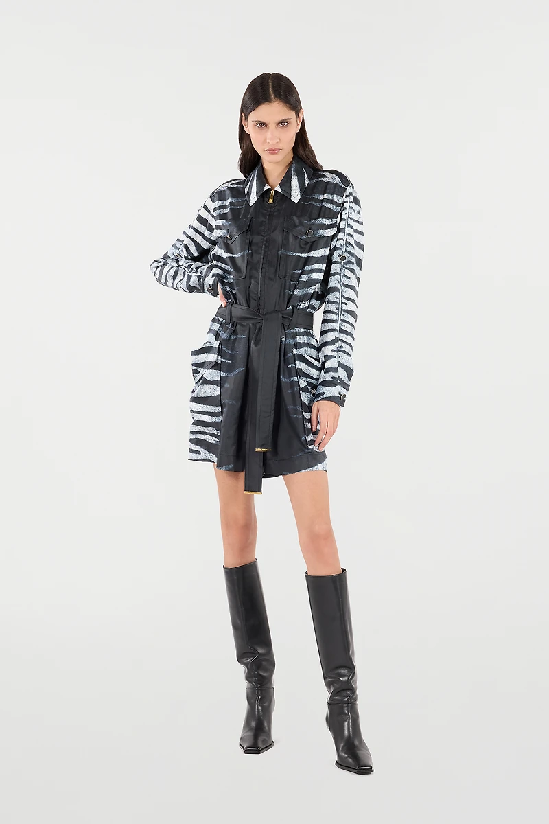 Short Silk Dress With Zebra Print
