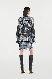 Short Silk Dress With Marble Print