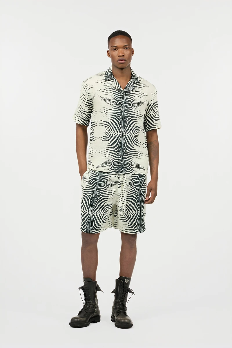 Linen Shirt With Mini Zebra Print