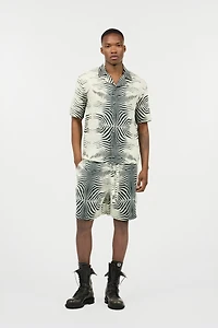 Linen Shirt With Mini Zebra Print