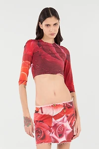 Rose-Print Crop Top