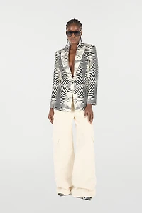 Blazer With White Tigress Print