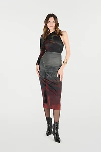 One-Sleeve Sweater With Rose And Snake