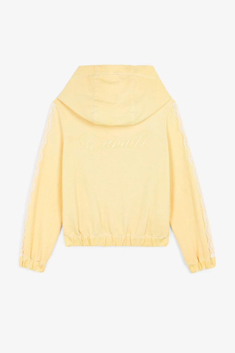 Lace-Trimmed Zip Hoodie