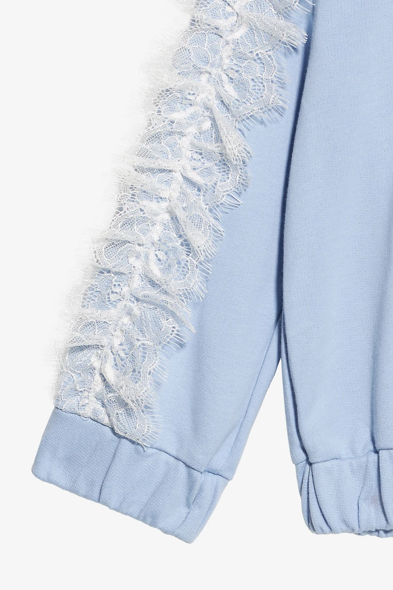 Sweatshirt With RC Monogram And Lace