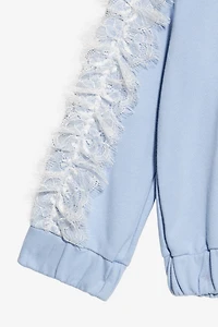 Sweatshirt With RC Monogram And Lace