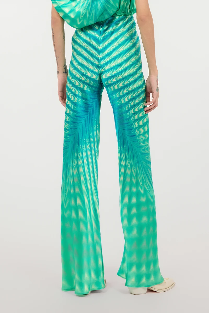 Optical Glass-Print Silk Pants
