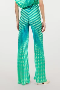 Optical Glass-Print Silk Pants
