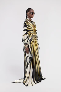 Ray Of Gold Print Silk Maxi Dress