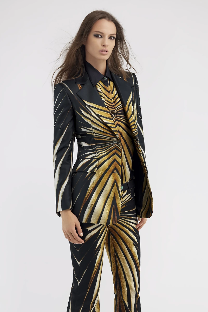 Ray Of Gold Print Silk Jacket