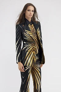 Ray Of Gold Print Silk Jacket