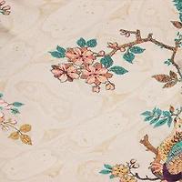 Extra-Long Pure Silk Dress With Oriental Bird Print
