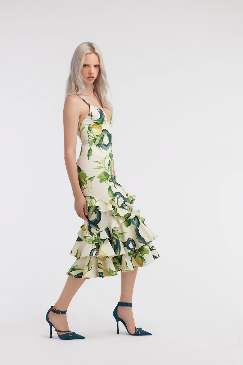 Lemon print midi dress