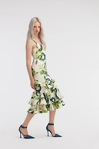 Lemon print midi dress