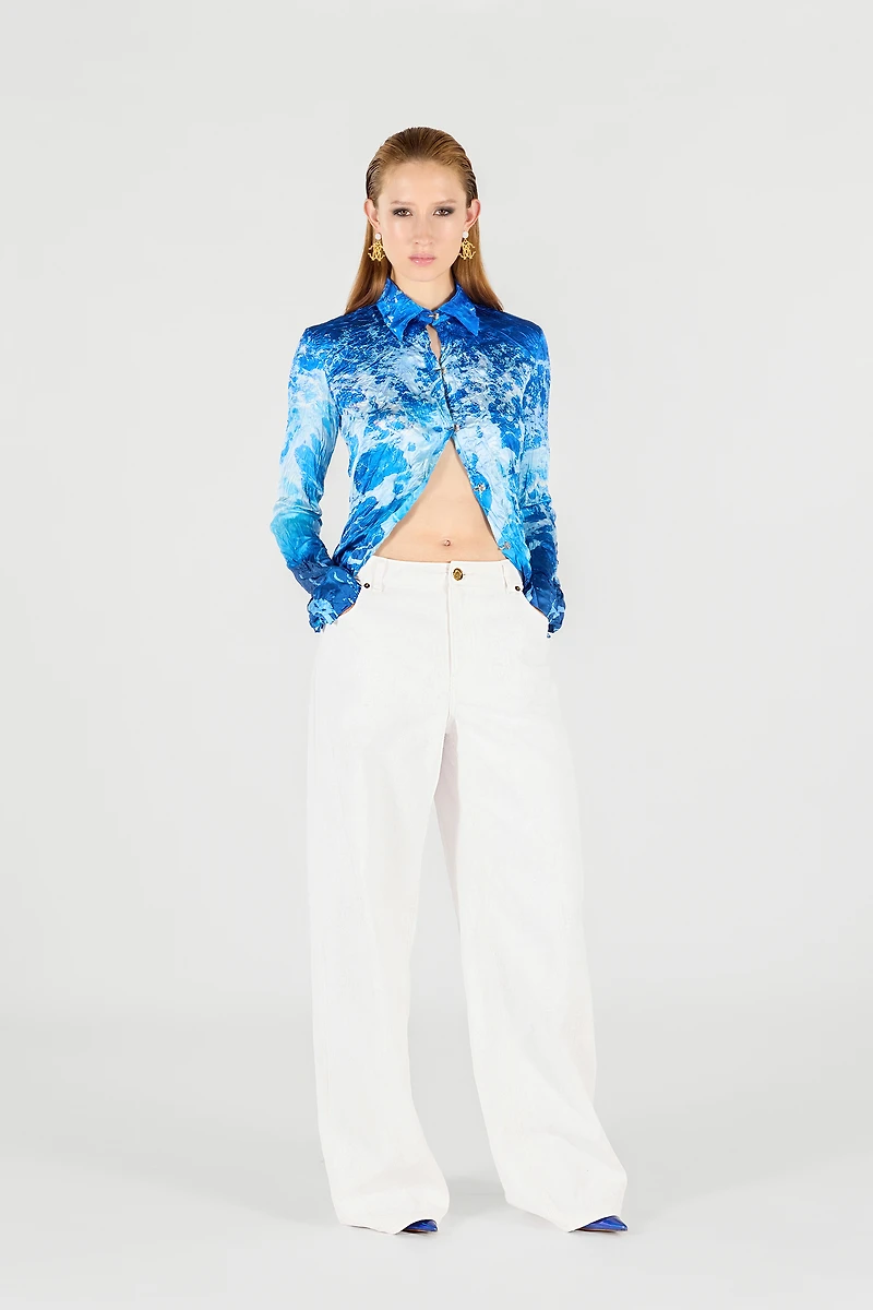 Wide Leg Denim Trousers