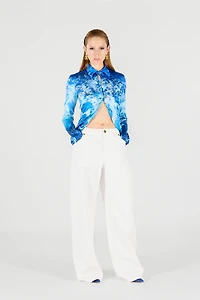 Wide Leg Denim Trousers